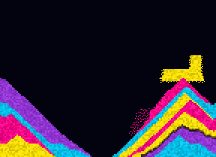 Colored sand in the lower board